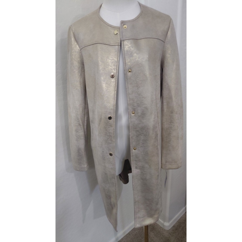 Andrew Marc New York Long Trench Coat Women's XS Long Button Up Gold NWT